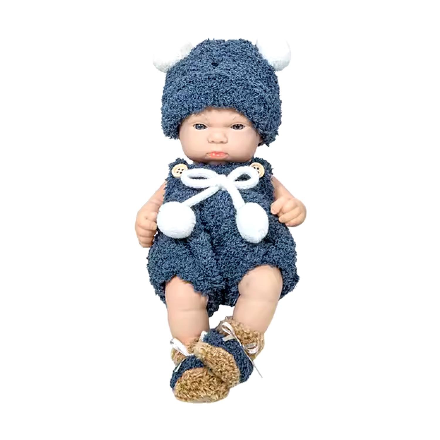 JUGUETE MUÑECA REALISTA 29CM SILICONA VESTIDO AZUL INFANTIL - 1