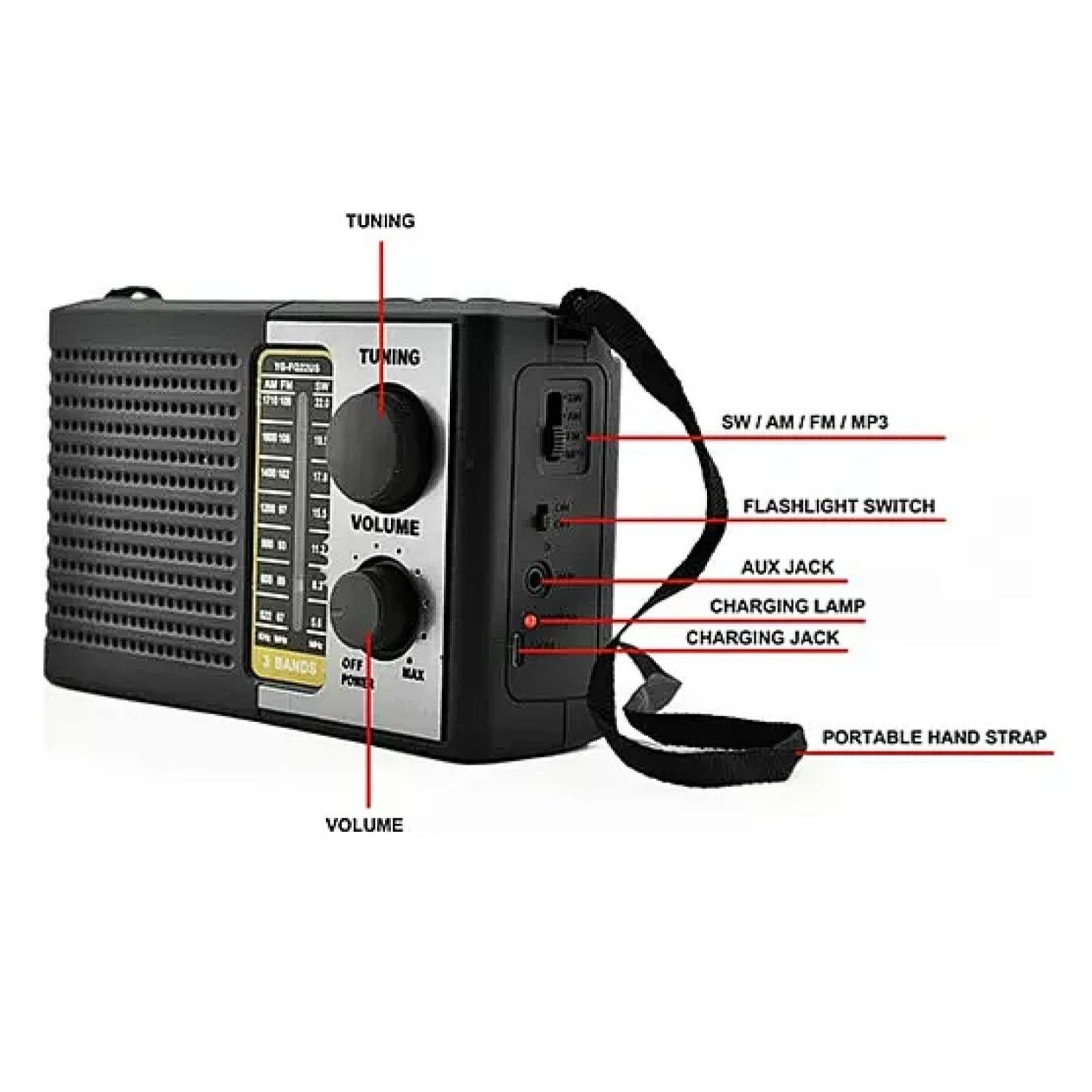 RADIO PORTATIL RECARGABLE SOLAR LED USB SW AM FM TECNOLAB - 4