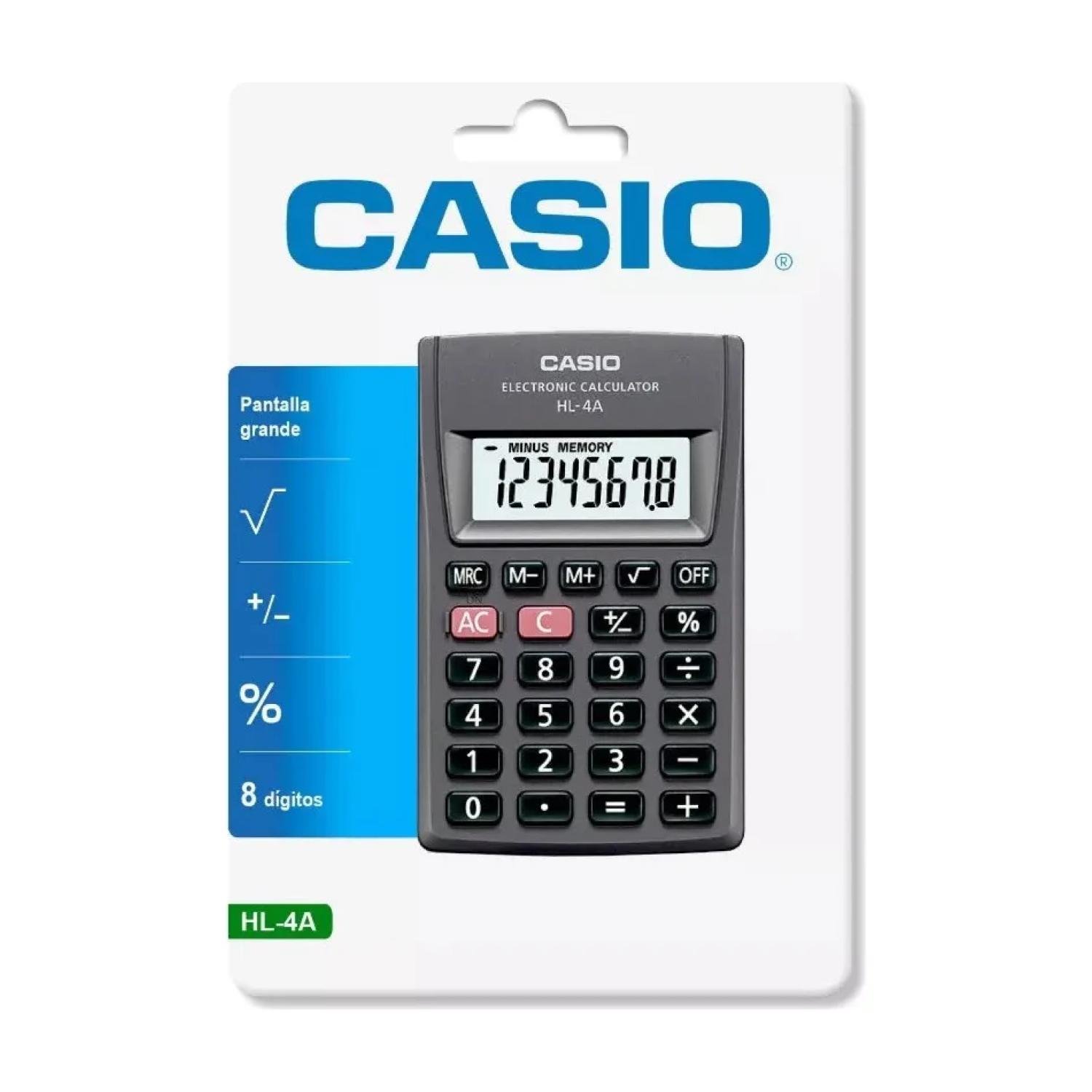 CALCULADORA DE BOLSILLO 8 DIGITOS EN COLOR NEGRO HL-4A CASIO - 2