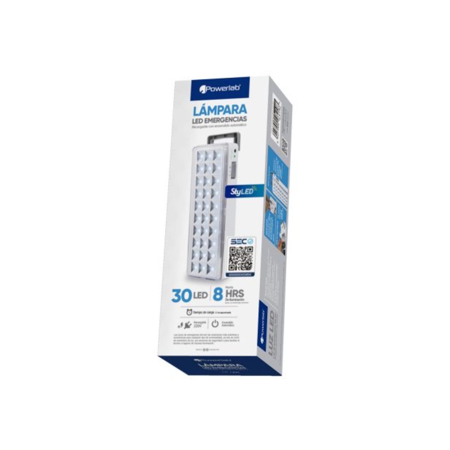 LAMPARA DE EMERGENCIA 30LED 120LM 5W EN COLOR BLANCO 7658 POWERLAB - 5