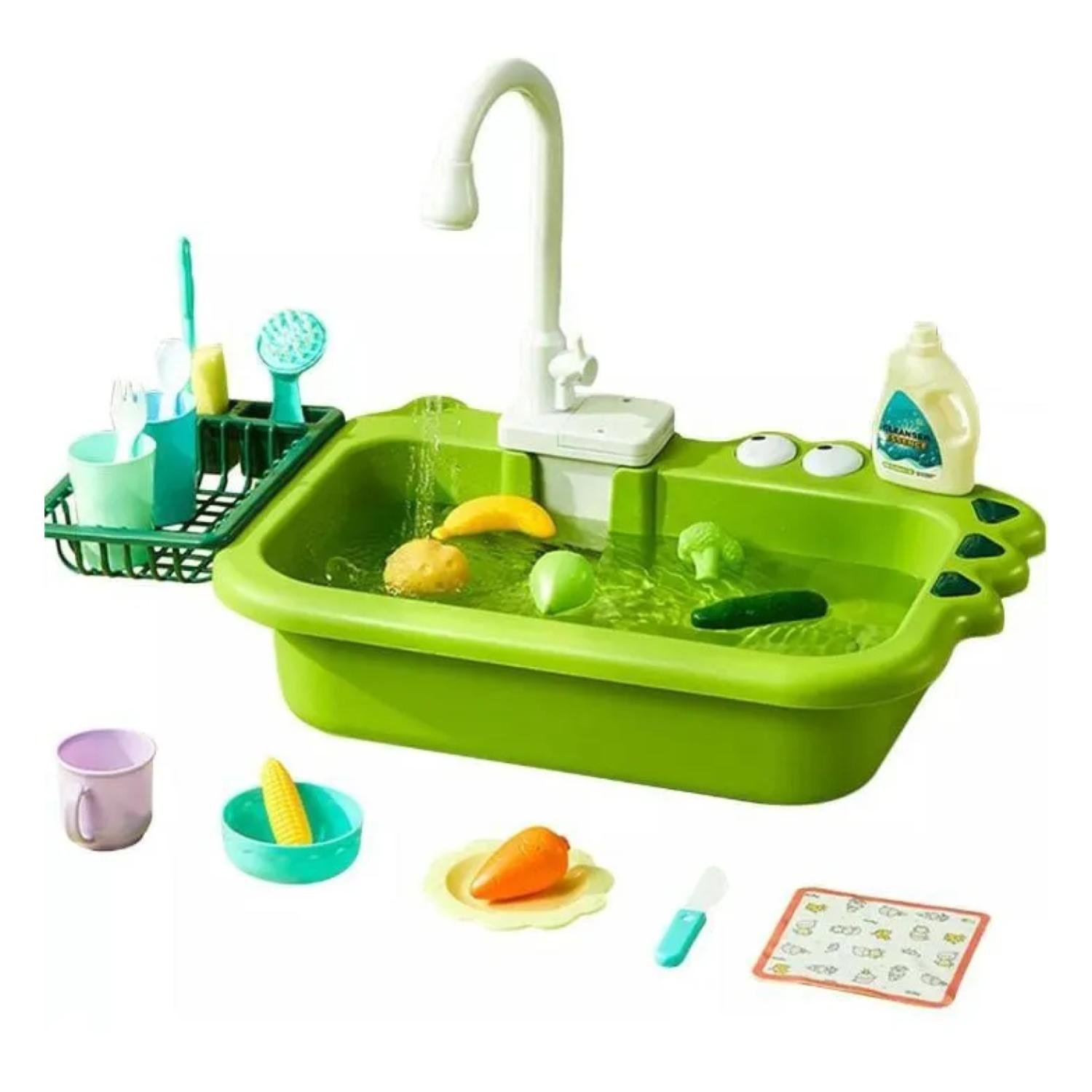 JUGUETE FREGADERO LAVAVAJILLAS CON ACCESORIOS VERDE INFANTIL - 1