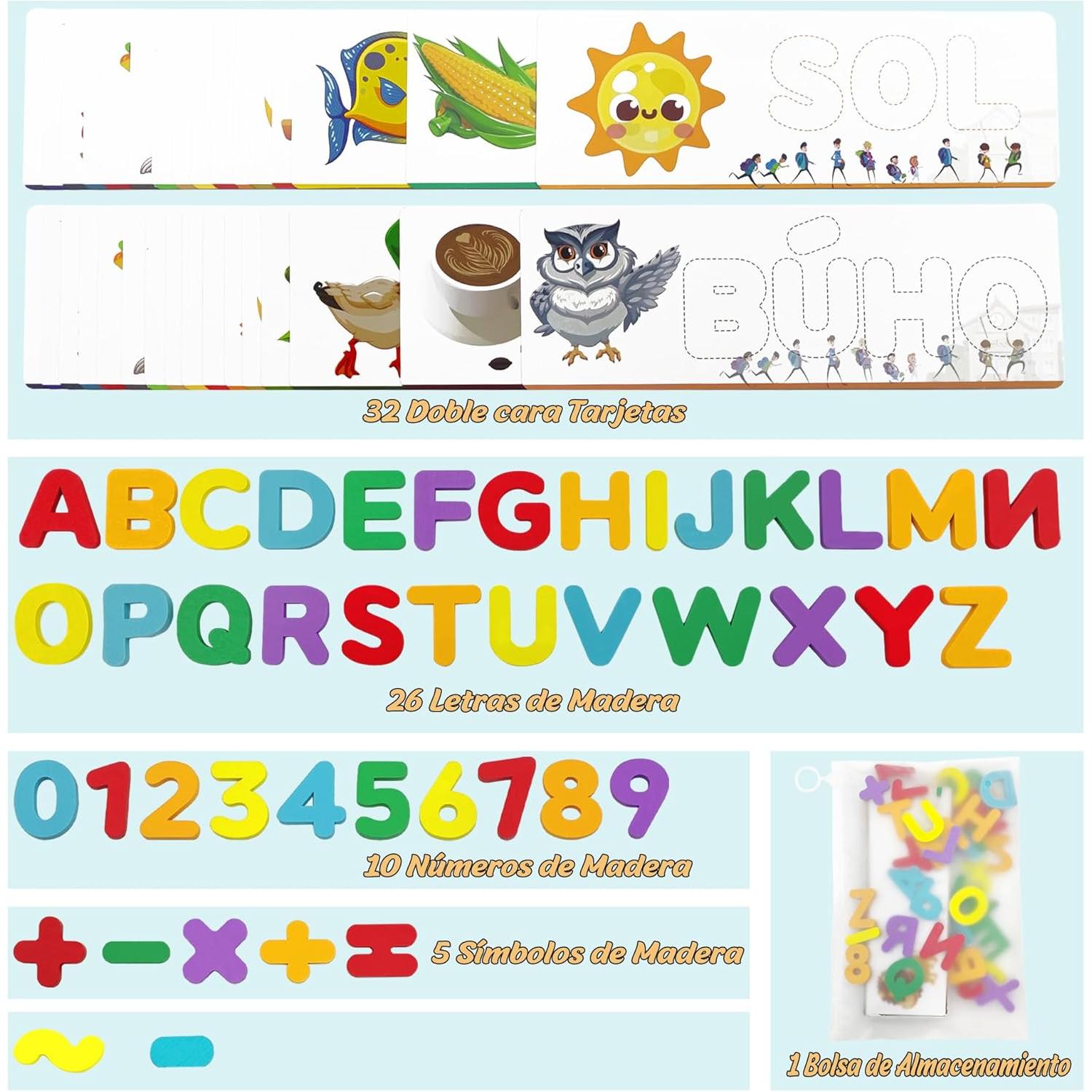 JUGUETE TARJETAS DIDACTICAS CON LETRAS EDUCATIVAS 2 EN 1 - 1