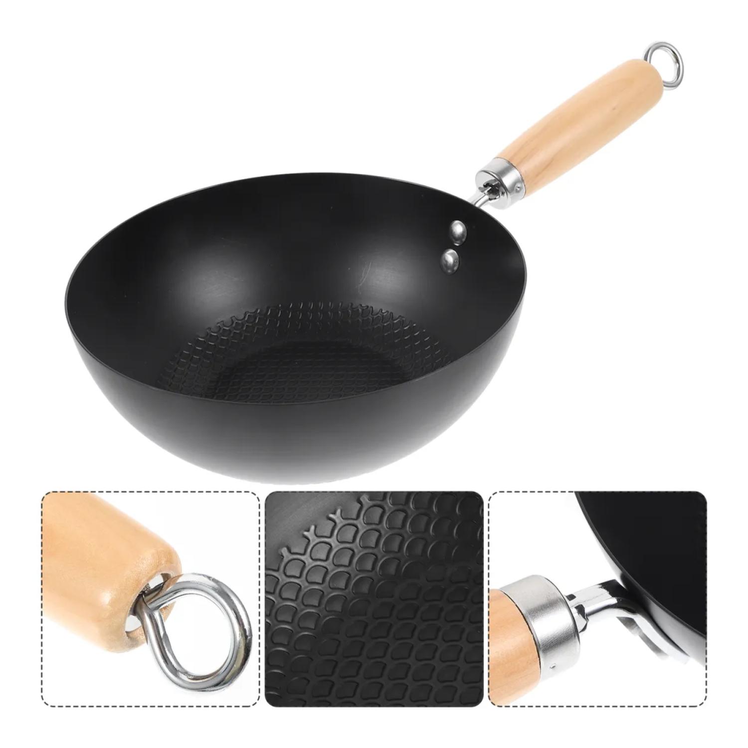 SARTEN WOK ANTIADHERENTE 26CM EN COLOR NEGRO CON MANGO DE MADERA - 3