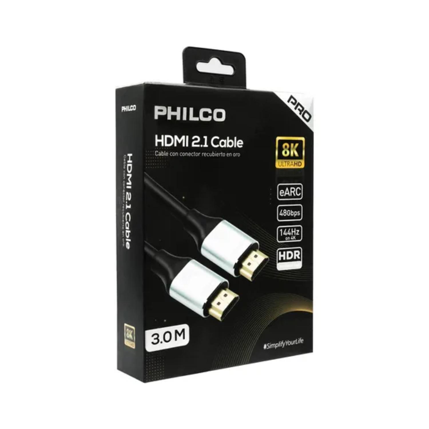 CABLE HDMI 2.1 8K BLINDADO 3MTS NEGRO PHILCO PRO - 1