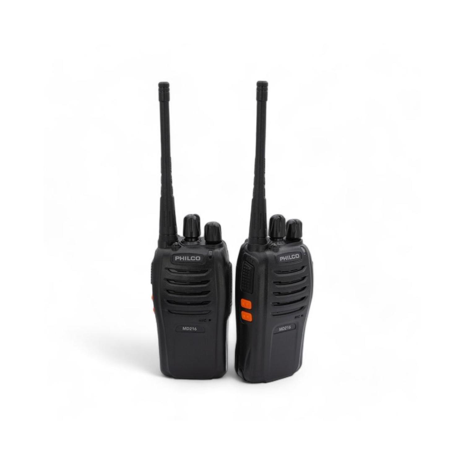 KIT 2 RADIOTRANSMISORES WALKIE TALKIE LED NEGRO PHILCO - 1