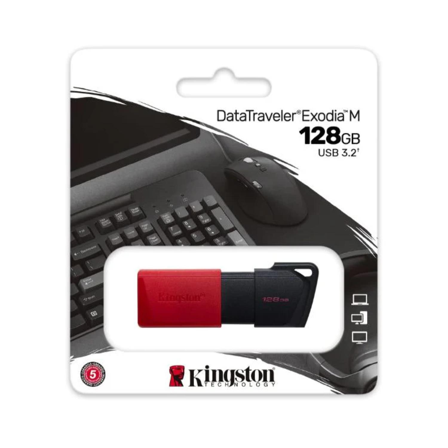 PENDRIVE USB 3.2 128GB ROJO EXODIA 3.2 KINGSTON - 1