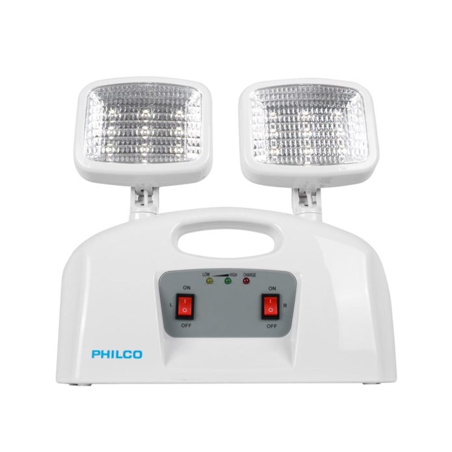 LAMPARA DE EMERGENCIA 2 FOCOS LED RECARGABLES BLANCO PHILCO - 1