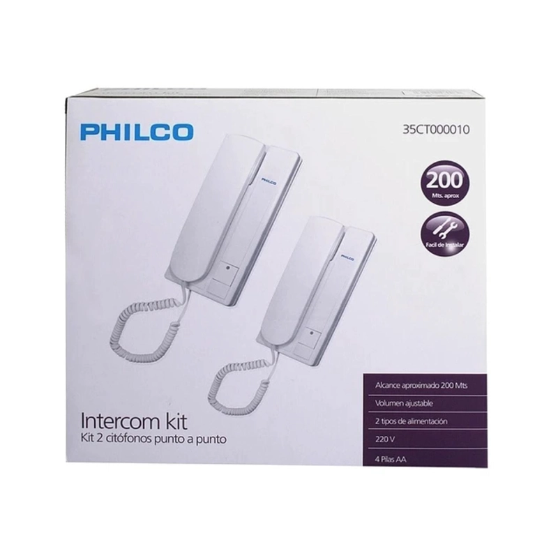 PACK 2 CITOFONOS INTERCOMUNICADORES 200MTS BLANCO PHILCO - 2