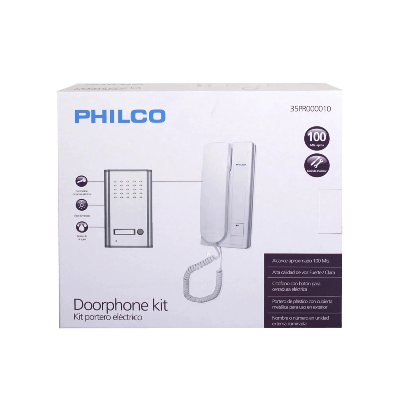 KIT TIMBRE PORTERO ELECTRICO CITOFONO PR-10 BLANCO PHILCO - 2