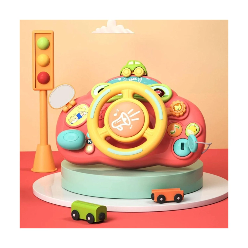 JUGUETE SIMULADOR VOLANTE INTERACTIVO SONIDO ROSA INFANTIL - 3