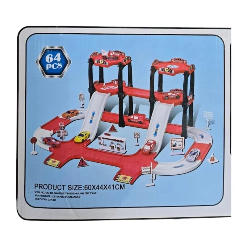 JUGUETE PISTA ESTACION DE BOMBEROS ARMABLE 6 AUTOS INFANTIL - 2