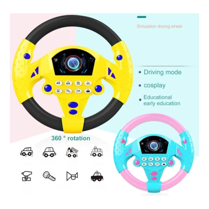 JUGUETE VOLANTE SIMULADOR DE AUTO PARA NIÑOS AMARILLO - 2