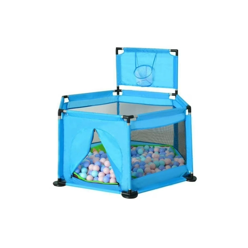 CORRAL PARA BEBE CON SEGURIDAD PELOTAS Y ARO DE BASQUET - 1