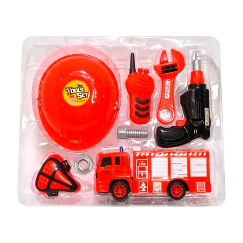 JUGUETE SET DE BOMBERO 8 PIEZAS CAMION HERRAMIENTAS INFANTIL - 1
