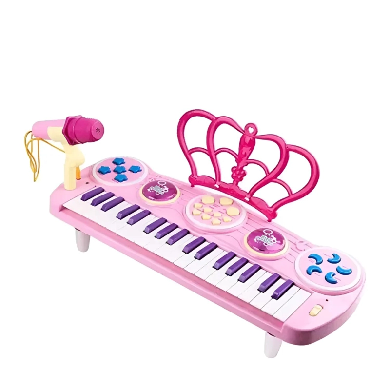 JUGUETE PIANO TECLADO MUSICAL CON 37 TECLAS SONIDOS ROSADO - 1