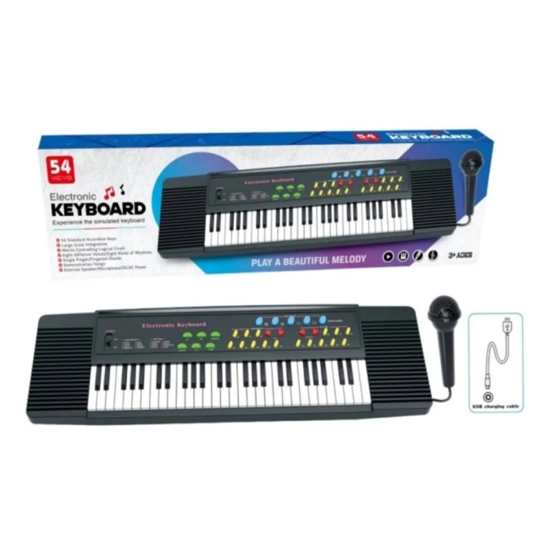 JUGUETE PIANO TECLADO MUSICAL CON 54 TECLAS SONIDOS MIC - 2