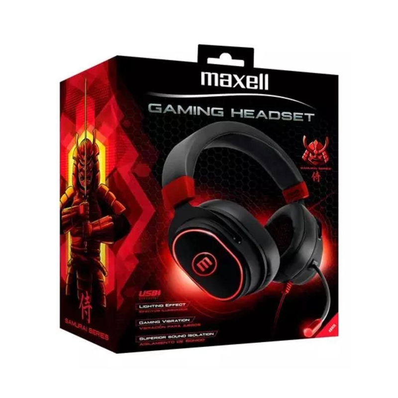 AUDIFONOS GAMER ALAMBRICOS USB MICROFONO H-MIC SAMURAI MAXELL - 2