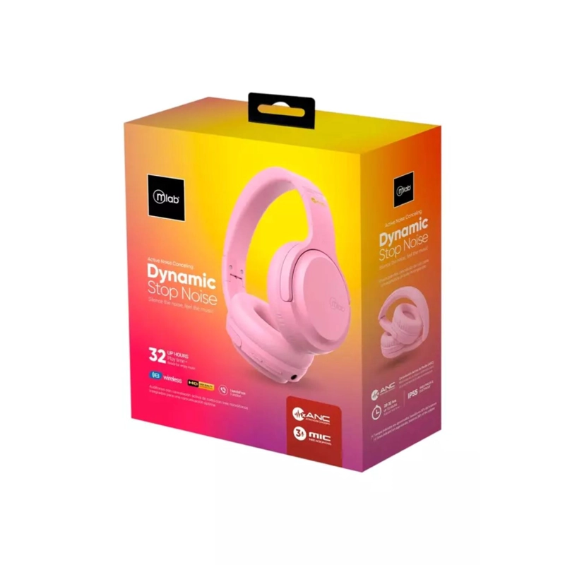 AUDIFONOS BLUETOOTH OVEREAR ROSADO DYNAMIC STOP NOISE MLAB - 4