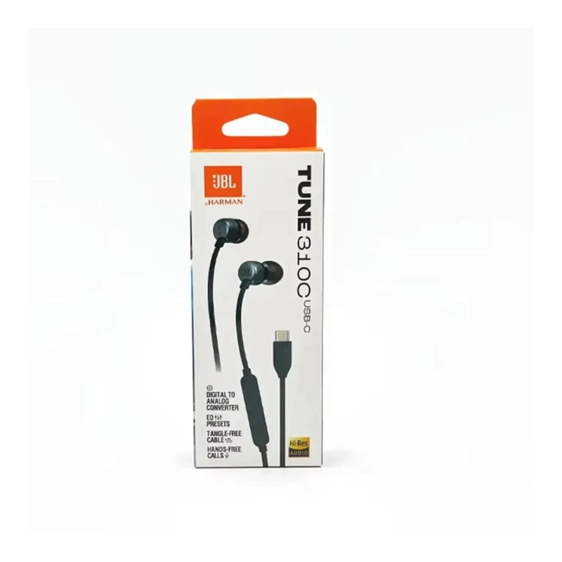 AUDIFONOS ALAMBRICO USB C MANOS LIBRES NEGRO TUNE 310C JBL - 1