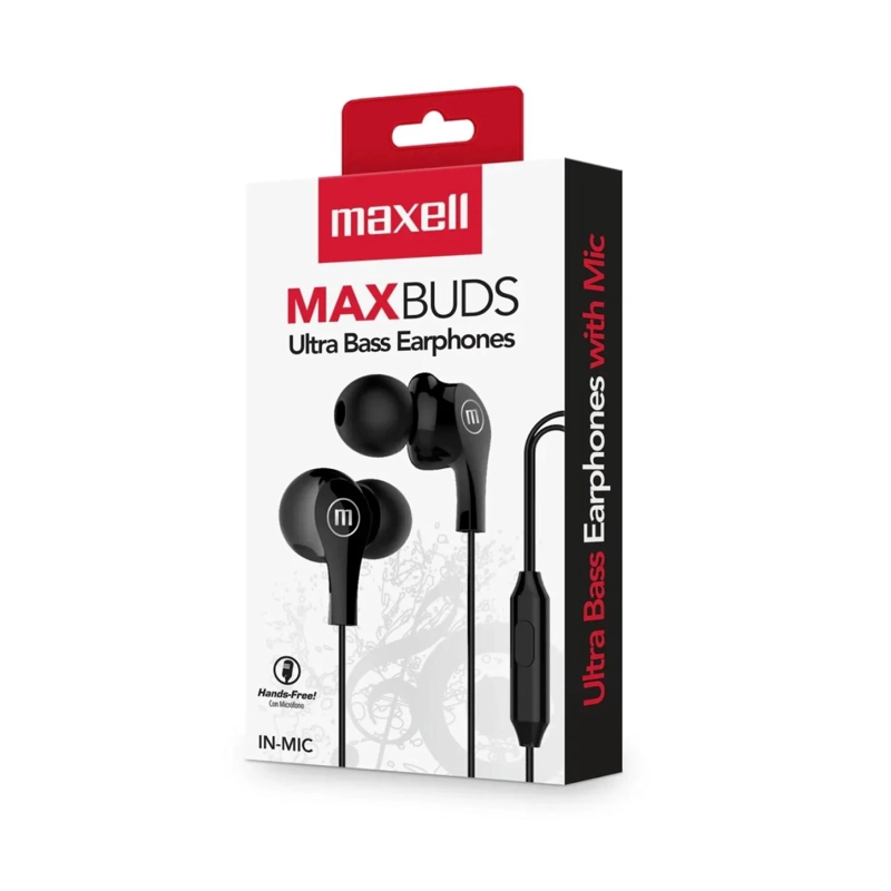 AUDIFONOS MANOS LIBRES JACK 3.5MM INEAR NEGRO MAX BUDS MAXELL - 3
