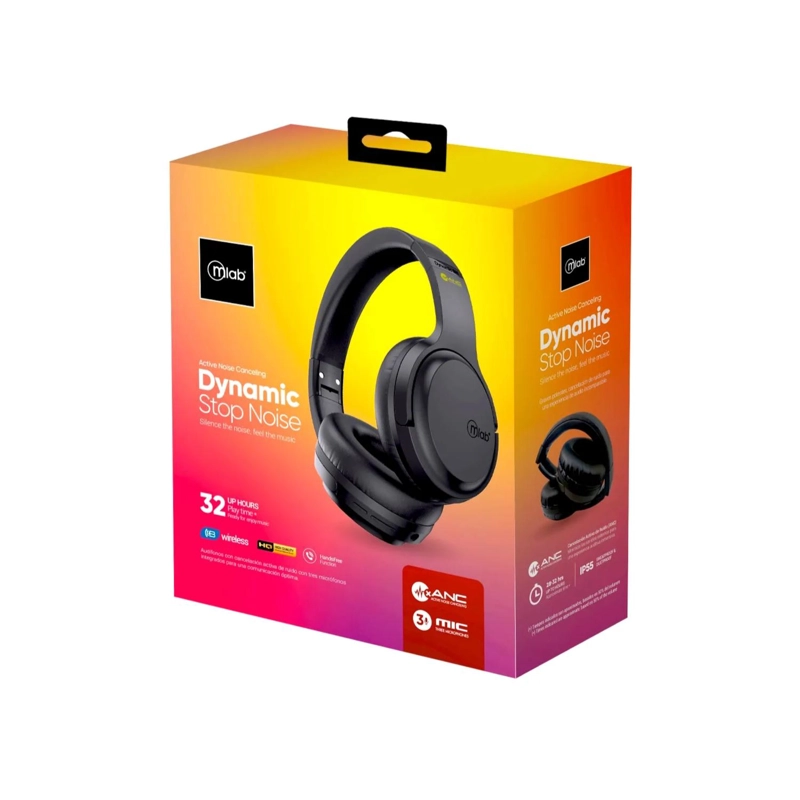 AUDIFONOS BLUETOOTH OVEREAR NEGRO DYNAMIC STOP NOISE MLAB - 4