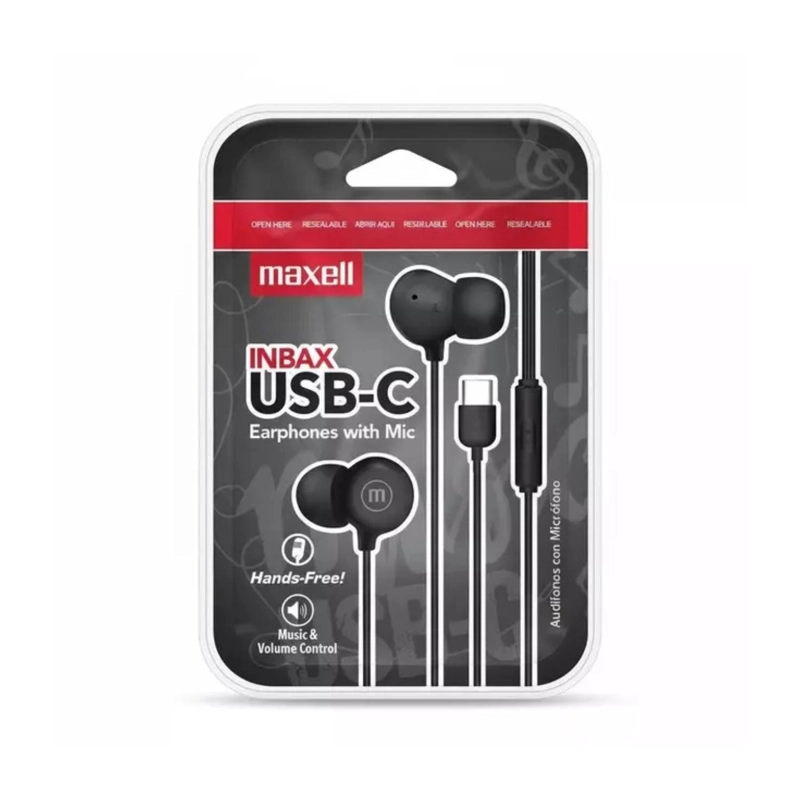 AUDIFONOS MANOS LIBRES USB C INEAR NEGRO IN-BAX MAXELL - 3