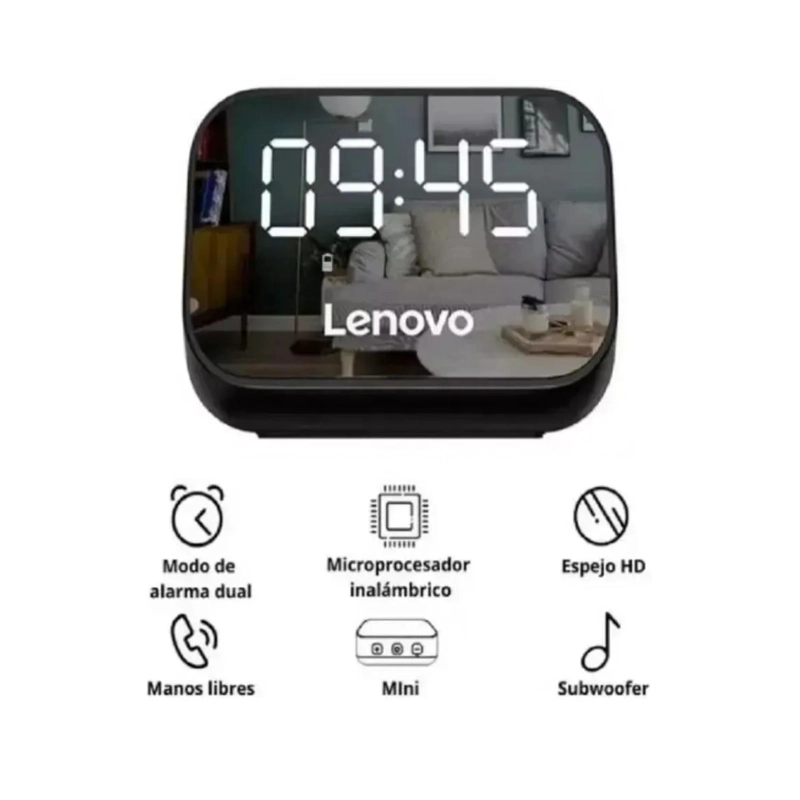 PARLANTE CON RELOJ ALARMA BLUETOOTH 10W NEGRO TS13 LENOVO - 2