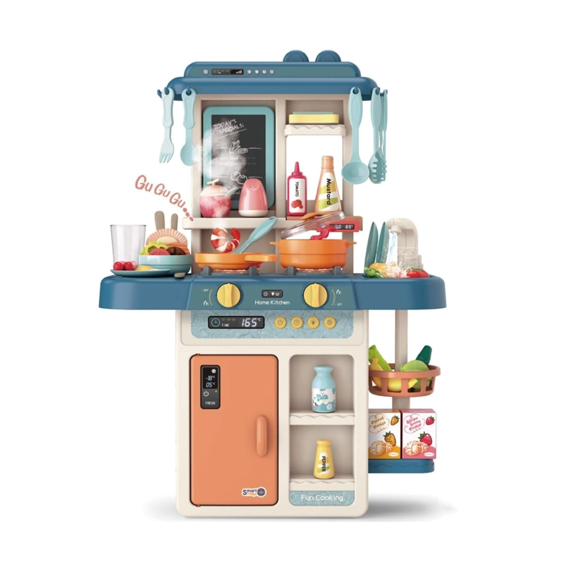 JUGUETE COCINA INTERACTIVA 55PZAS 63CM AGUA VAPOR AZUL INFANTIL - 1