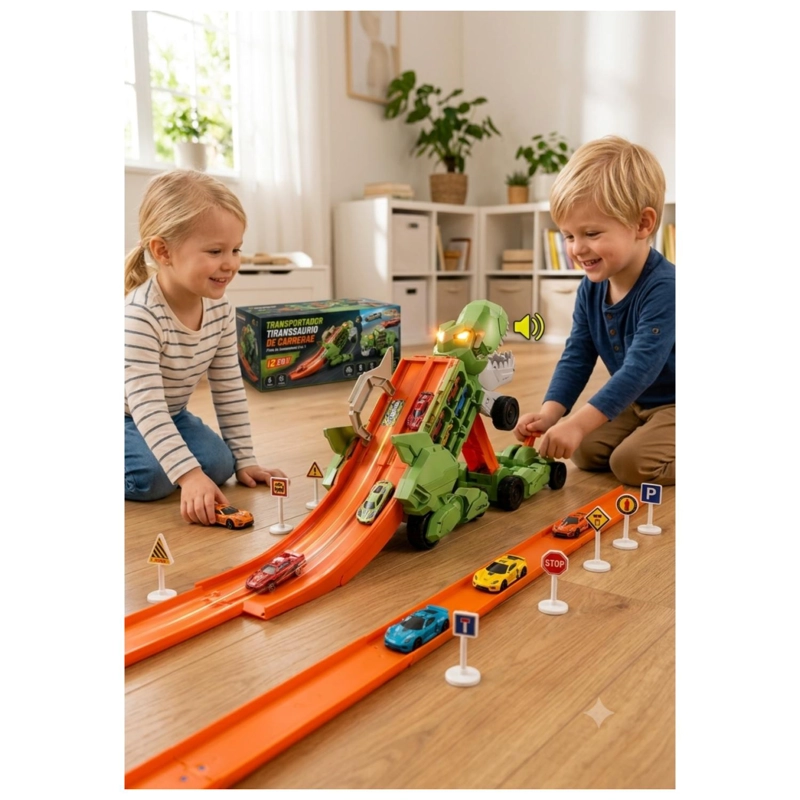 JUGUETE CAMION DINOSAURIO 2 EN 1 LANZADOR 15PZAS SONIDOS INFANTIL - 4