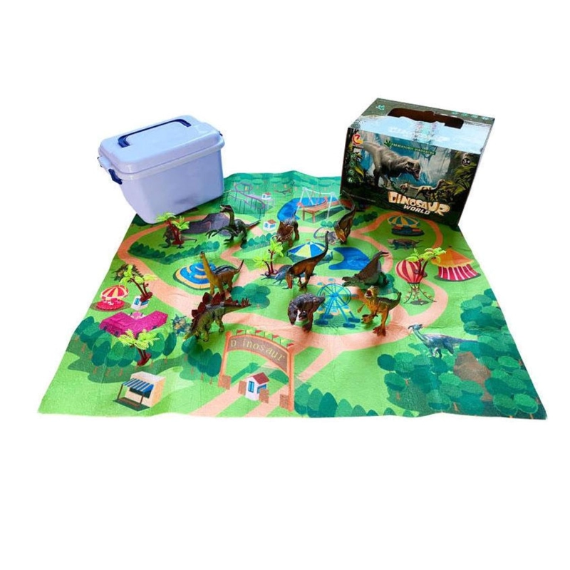 JUGUETE SET DINOSAURIOS 28PZAS CON MAT 80X70CM CAJA INFANTIL - 1