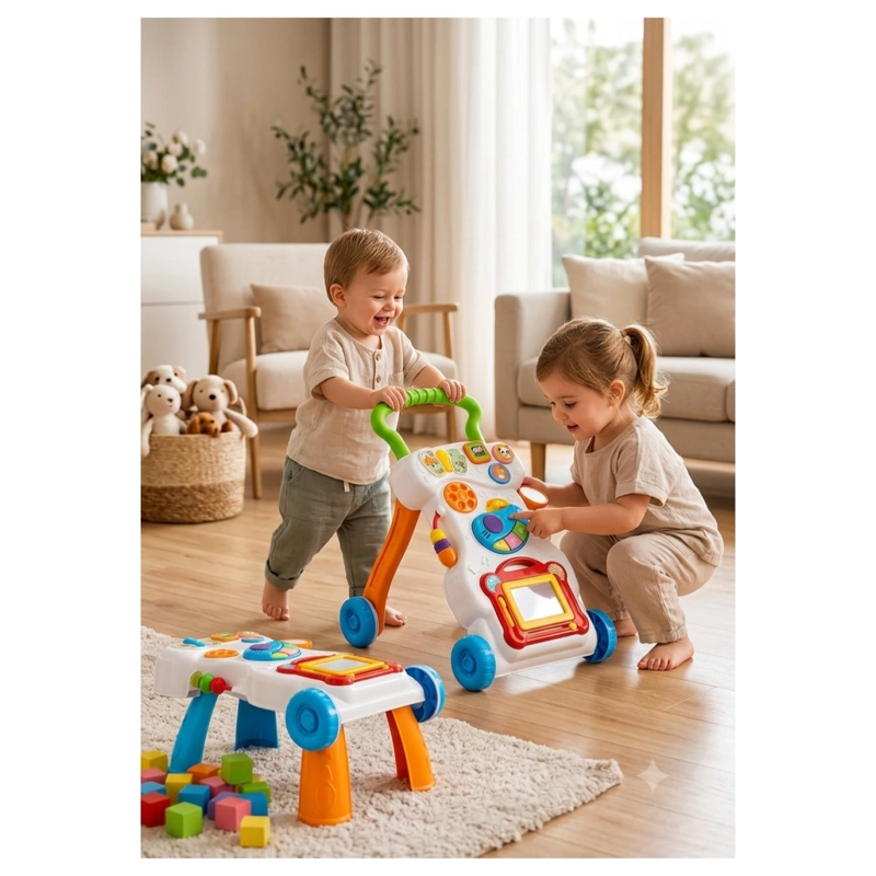 JUGUETE ANDADOR DIDACTICO 2 EN 1 MESA DE JUEGOS SONIDOS INFANTIL - 3