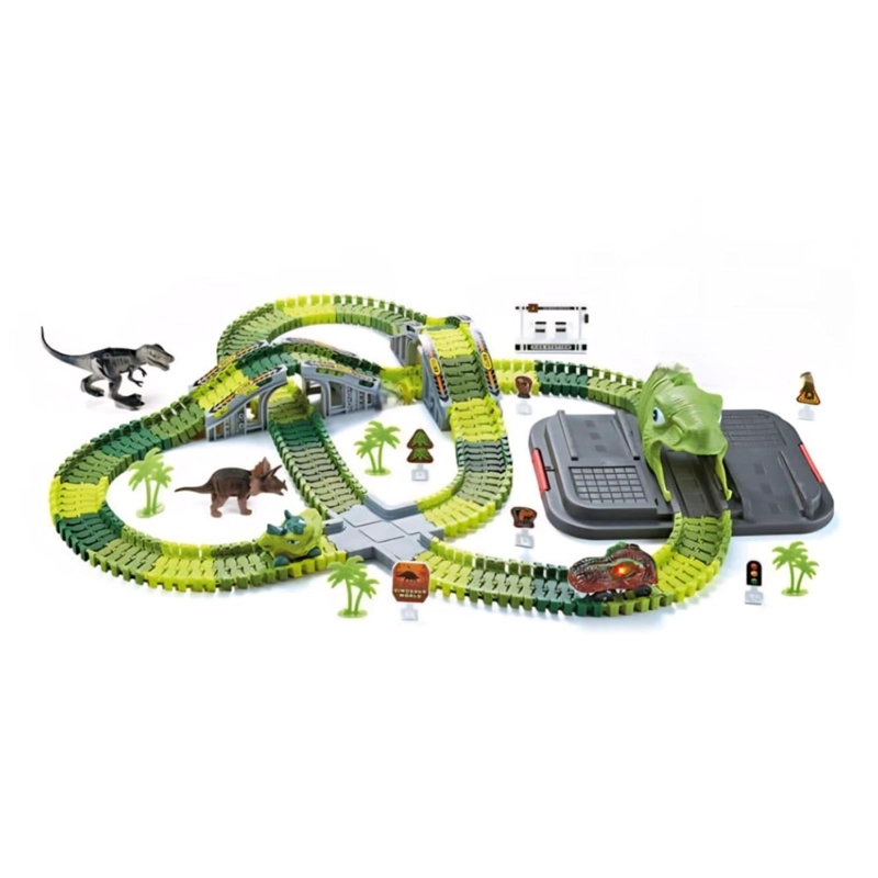 JUGUETE PISTA DE DINOSAURIOS FLEXIBLE 247PZAS VERDE INFANTIL - 1