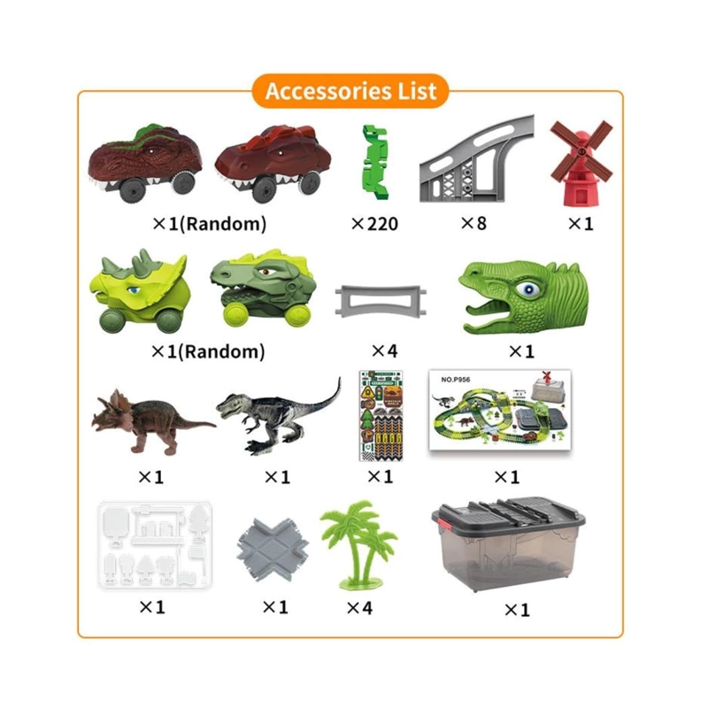 JUGUETE PISTA DE DINOSAURIOS FLEXIBLE 247PZAS VERDE INFANTIL - 3