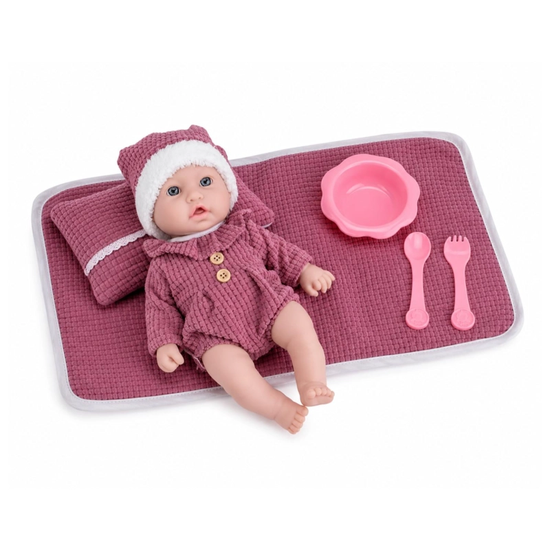 JUGUETE MUÑECA BEBE 35CM CON ACCESORIOS ROSADO INFANTIL - 1