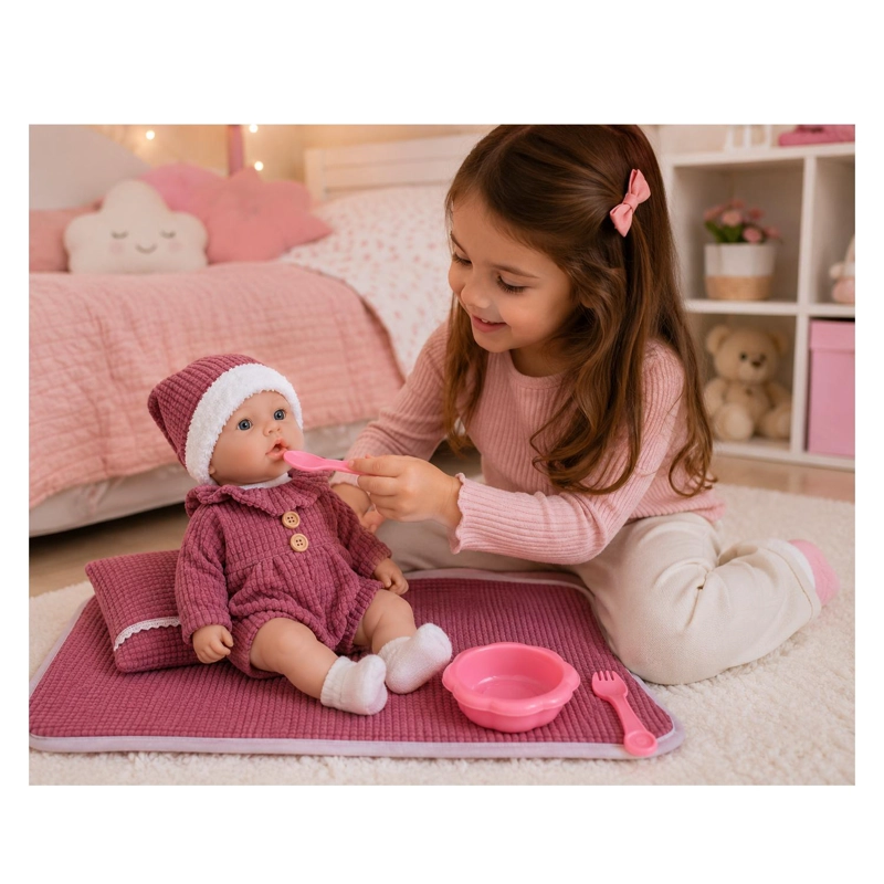JUGUETE MUÑECA BEBE 35CM CON ACCESORIOS ROSADO INFANTIL - 3