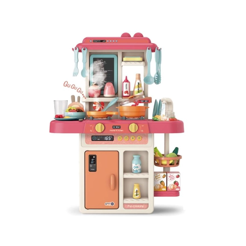 JUGUETE COCINA INTERACTIVA 55PZAS 63CM AGUA VAPOR ROSADO INFANTIL - 1