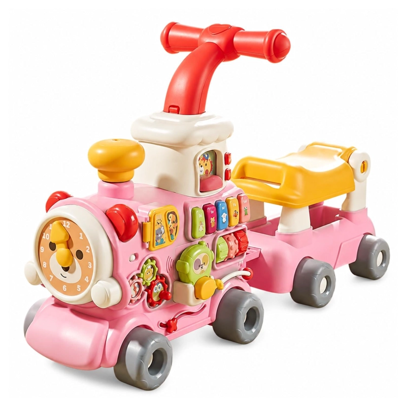 JUGUETE TREN CAMINADOR 5 EN 1 DIDACTICO CON SONIDOS ROSADO INFANTIL - 1