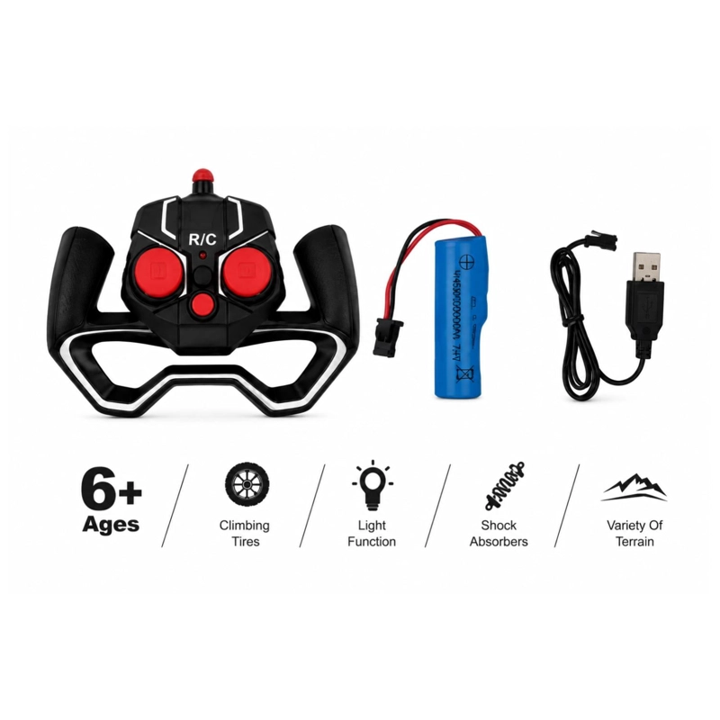 JUGUETE AUTO A CONTROL REMOTO 6X6 1:12 LUCES LED INFANTIL - 3