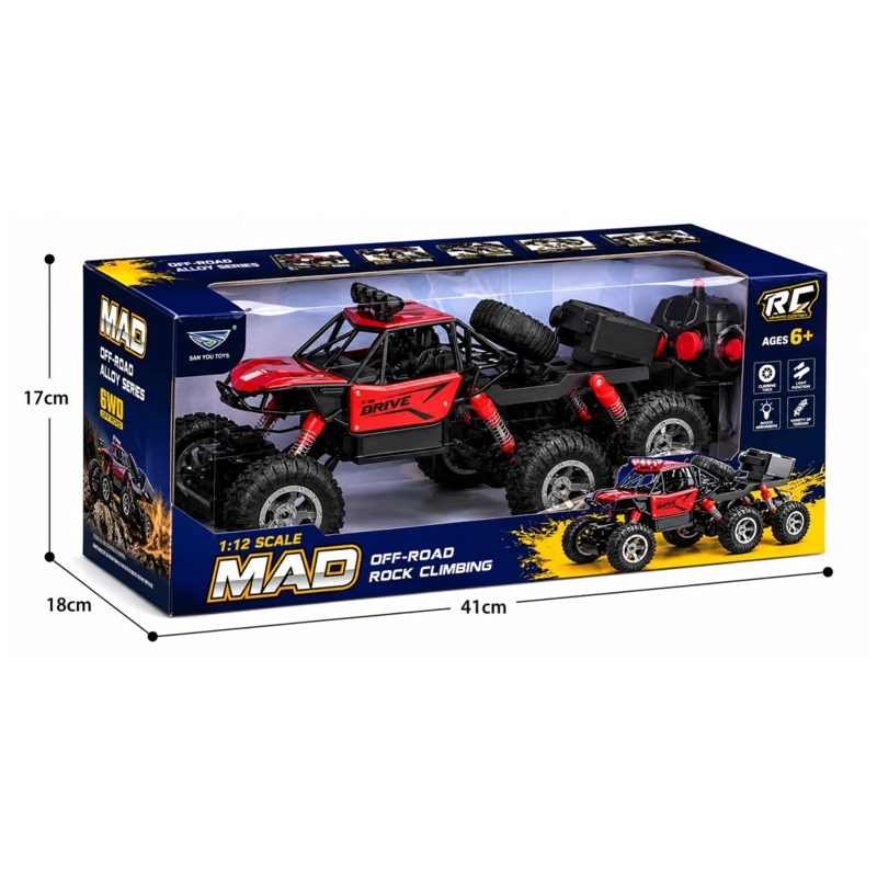 JUGUETE AUTO A CONTROL REMOTO 6X6 1:12 LUCES LED INFANTIL - 5