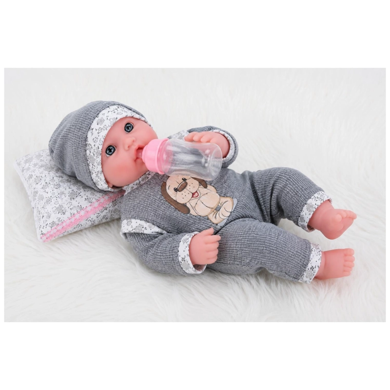 JUGUETE MUÑECA BEBE 35CM CON ACCESORIOS GRIS INFANTIL - 3