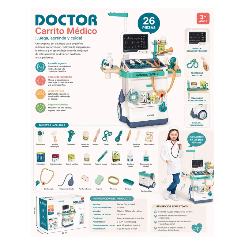 JUGUETE SET DE DOCTOR ELECTROCARDIOGRAMA 26PZAS INFANTIL - 5