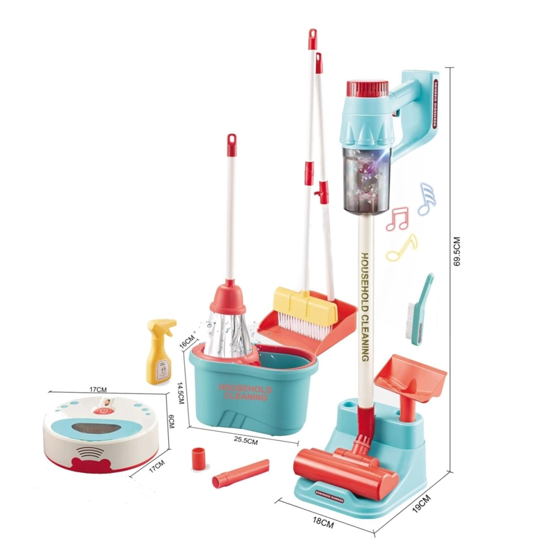 JUGUETE SET DE LIMPIEZA 16PZAS CON ASPIRADORA A PILAS INFANTIL - 5