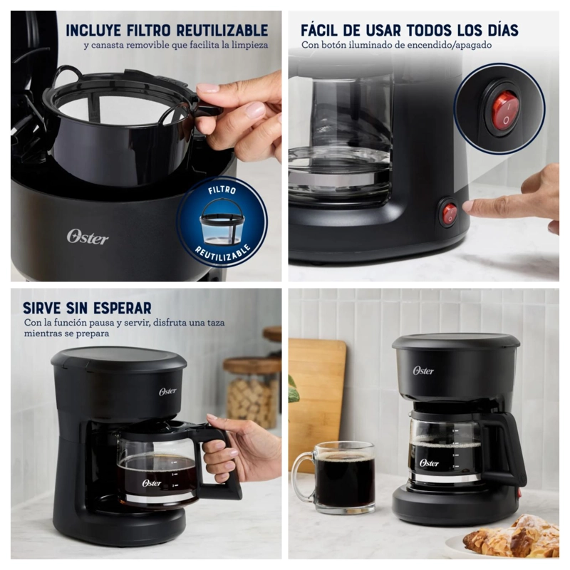 CAFETERA ELECTRICA 5 TAZAS 600W NEGRO BVSTDCS51B OSTER - 5