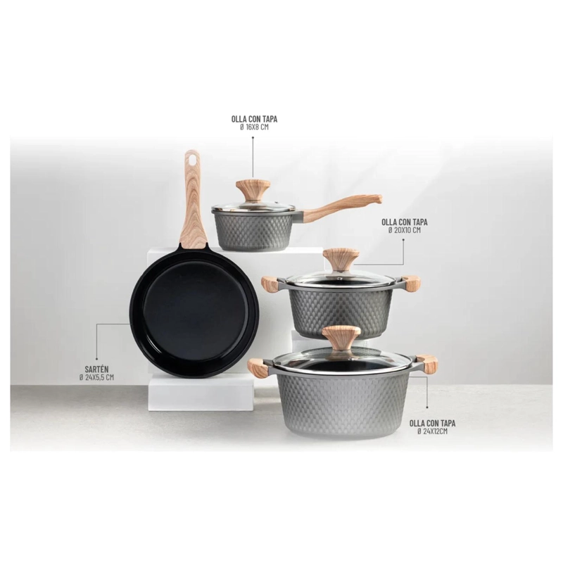 SET OLLAS CACEROLAS 7PCS ALUMINIO FUNDIDO TH-MB07GM THOMAS - 2