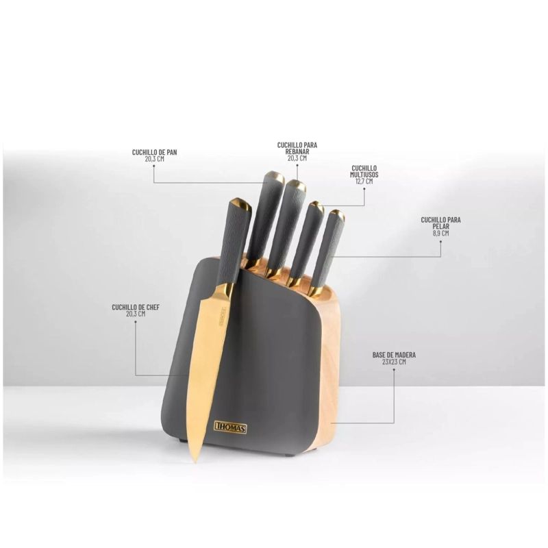 SET CUCHILLERIA 6PCS ACERO INOXIDABLE TH-MT06GD THOMAS - 2