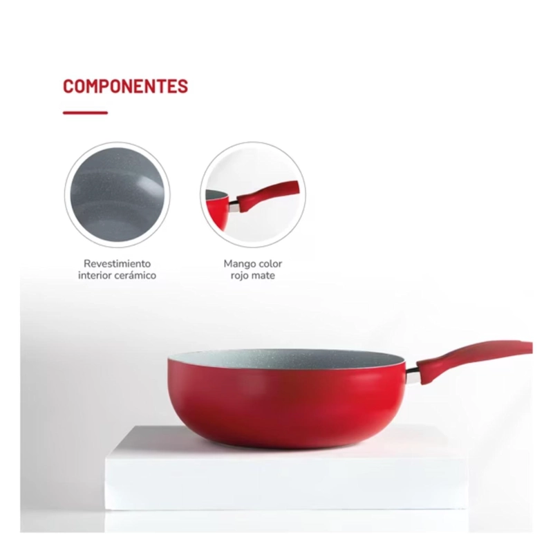 SARTEN WOK CHEF 28CM ALUMINIO PRENSADO TH-MWK28R THOMAS - 2