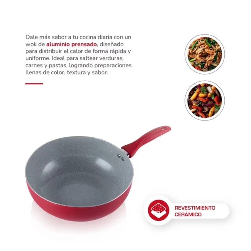 SARTEN WOK CHEF 28CM ALUMINIO PRENSADO TH-MWK28R THOMAS - 3