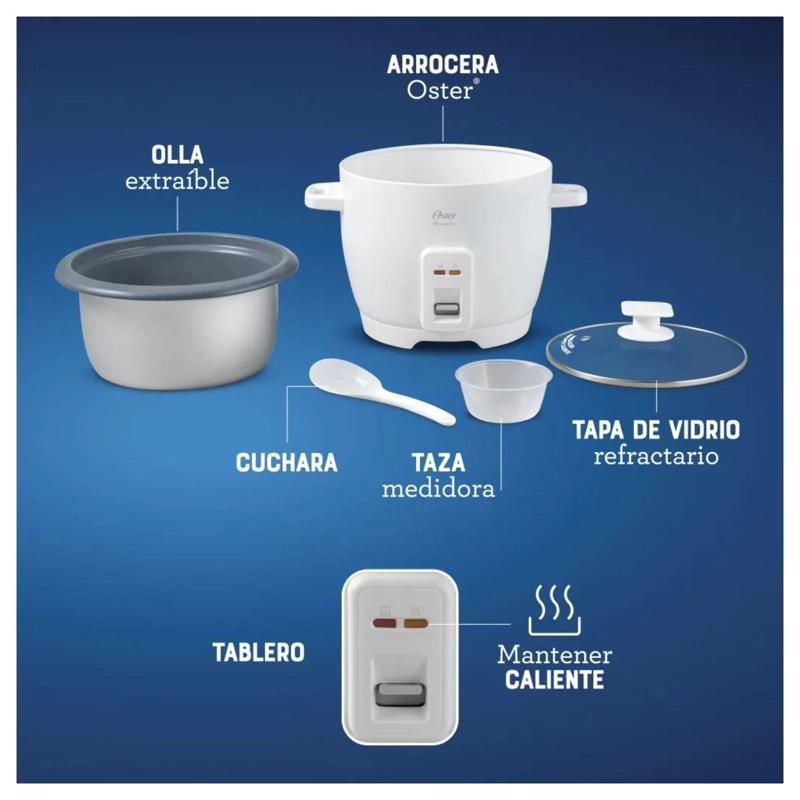 ARROCERA ELECTRICA 7 TAZAS 1700ML 1300W CKSTRCB7DFWHT OSTER - 3