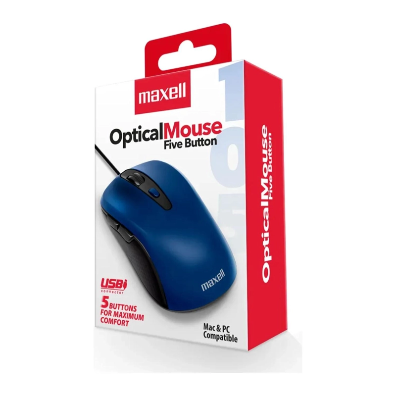 MOUSE ALAMBRICO USB 5 BOTONES AZUL MOWR-105 MAXELL - 3