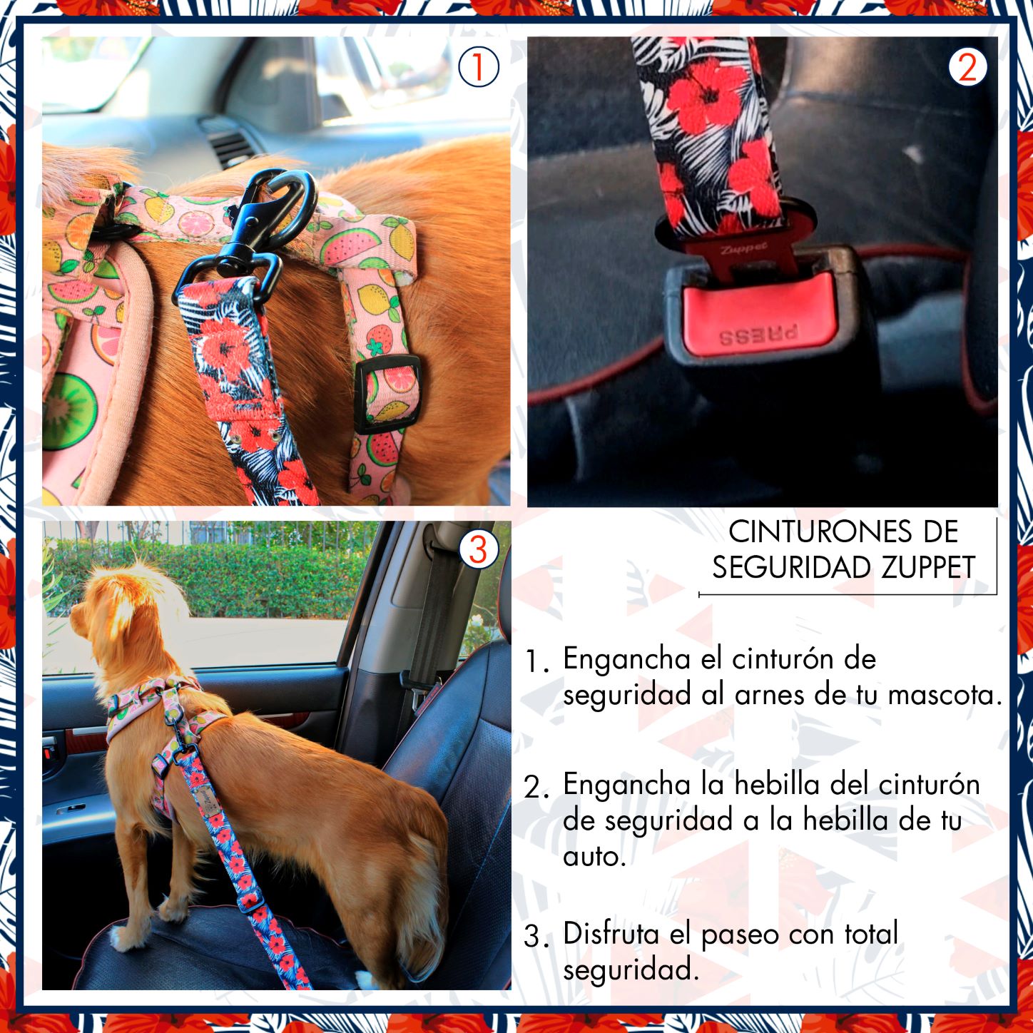 CINTURÓN DE SEGURIDAD PARA PERROS DISEÑO UFOS AND ROCKETS PARTY - 2
